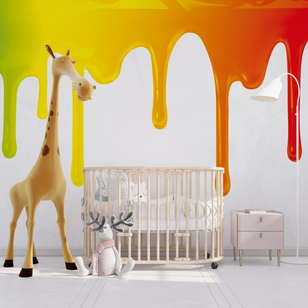 Dripping Paint Wallpaper : Rainbow Drip Kids Mural - View 3