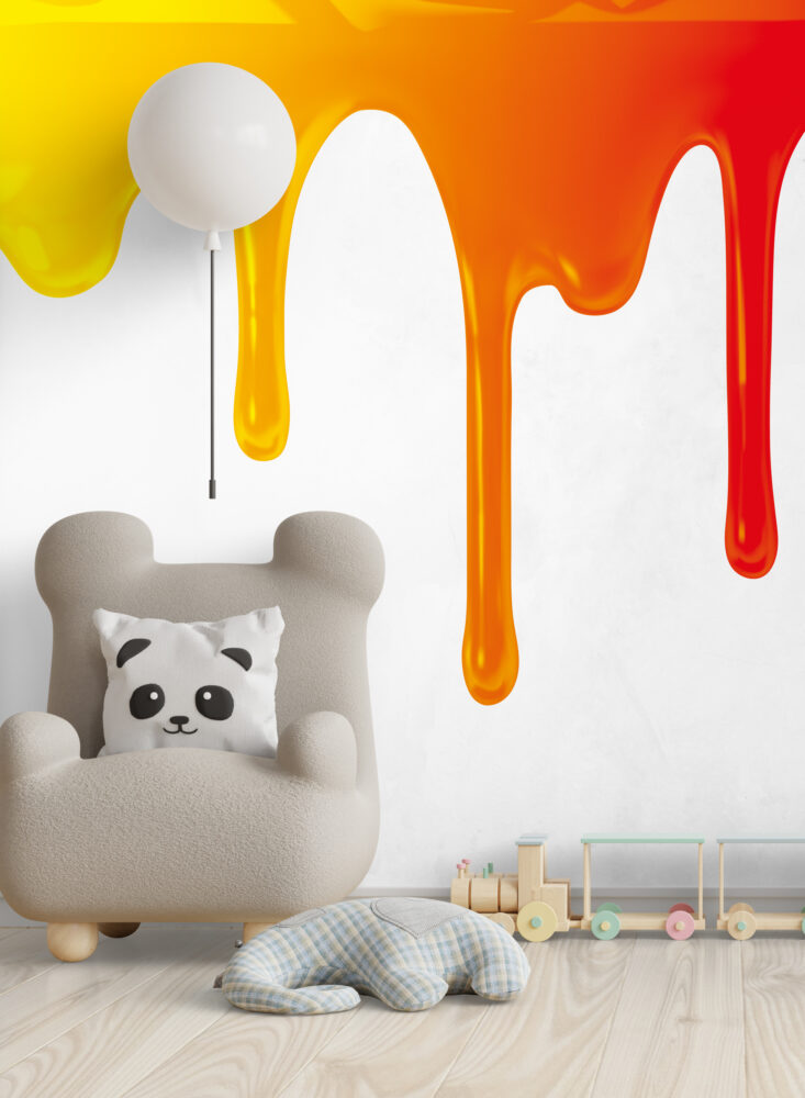 Dripping Paint Wallpaper : Rainbow Drip Kids Mural - View 6