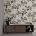 Grey Wisteria Tree Wallpaper : Chinoiserie Blossom Pattern