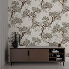Grey Wisteria Tree Wallpaper : Chinoiserie Blossom Pattern