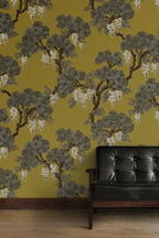 Mustard Wisteria Tree Wallpaper : Chinoiserie Blossom Pattern - View 5