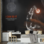 I Can Do It Wallpaper : Geometric Wolf Motivational Mural - View 4