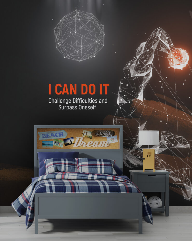 I Can Do It Wallpaper : Geometric Wolf Motivational Mural - View 5