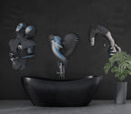 Silver Faces Wallpaper : 3D Sculpted Embrace Mural - View 3