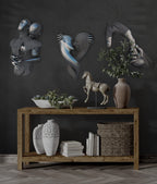 Silver Faces Wallpaper : 3D Sculpted Embrace Mural - View 6