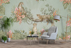 Sage Leopard Jungle Wallpaper : Tropical Branch Mural - View 4