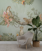 Sage Leopard Jungle Wallpaper : Tropical Branch Mural - View 5