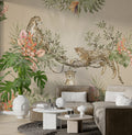 Cream Leopard Jungle Wallpaper : Tropical Branch Mural