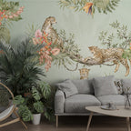 Sage Leopard Jungle Wallpaper : Tropical Branch Mural - View 6