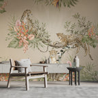 Cream Leopard Jungle Wallpaper : Tropical Branch Mural - View 6