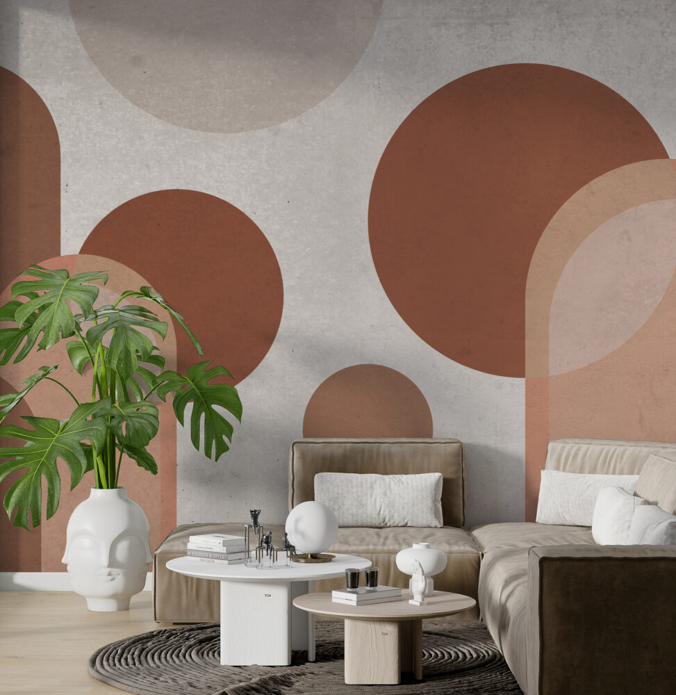 Terracotta Arches Wallpaper : Beige Boho Shapes Mural - View 5