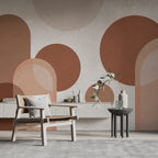 Terracotta Arches Wallpaper : Beige Boho Shapes Mural - View 6