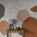 Soft Organic Shapes Wallpaper : Rust and Sand Abstract Mural - View 3