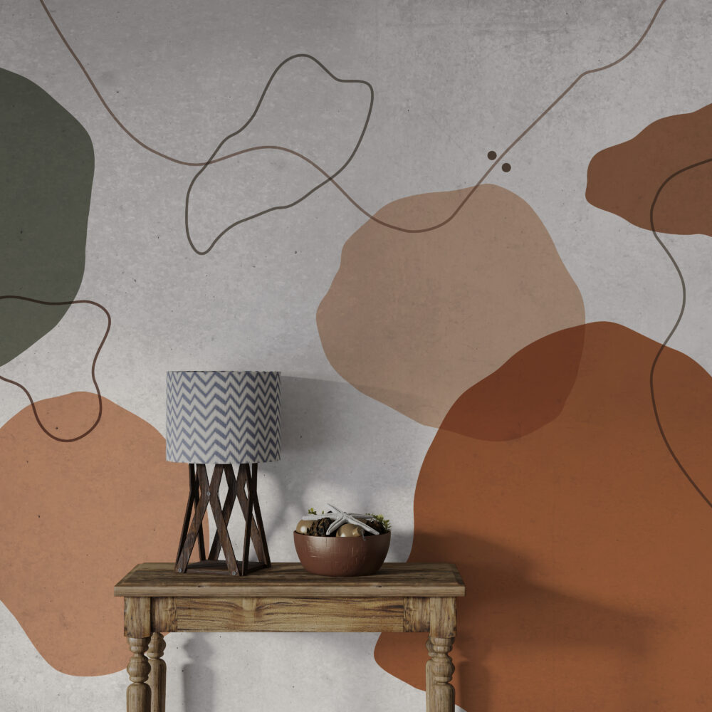 Soft Organic Shapes Wallpaper : Rust and Sand Abstract Mural - View 3