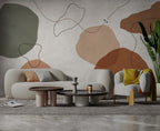 Soft Organic Shapes Wallpaper : Rust and Sand Abstract Mural - View 4