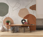 Soft Organic Shapes Wallpaper : Rust and Sand Abstract Mural - View 5
