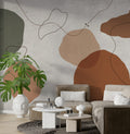 Soft Organic Shapes Wallpaper : Rust and Sand Abstract Mural