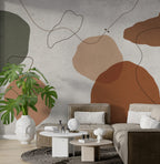 Soft Organic Shapes Wallpaper : Rust and Sand Abstract Mural