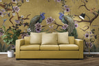 Mustard Peacock Wallpaper : Magnolia Branch Chinoiserie Mural - View 3