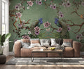 Green Peacock Wallpaper : Magnolia Branch Chinoiserie Mural