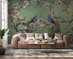 Green Peacock Wallpaper : Magnolia Branch Chinoiserie Mural