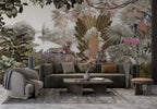 Tiger Jungle Wallpaper : Misty Tropical Forest Birds Mural - View 6