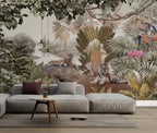 Tiger Jungle Wallpaper : Misty Tropical Forest Birds Mural