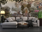 Tiger Jungle Wallpaper : Misty Tropical Forest Birds Mural - View 5