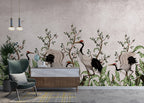 Red-Crowned Crane Wallpaper : Blossom Tree Chinoiserie Mural - View 6
