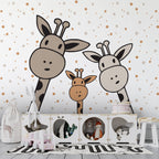 Cartoon Giraffe Family Wallpaper : Polka Dot Kids Mural
