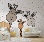 Cartoon Giraffe Family Wallpaper : Polka Dot Kids Mural - View 5