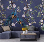 Indigo Peony Peacock Wallpaper : Chinoiserie Blossom Mural - View 6