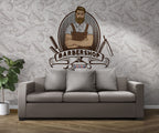 Barbershop Wallpaper : Retro Bearded Barber Emblem Mural - View 6
