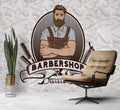 Barbershop Wallpaper : Retro Bearded Barber Emblem Mural