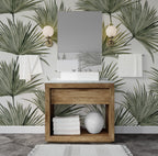 Fan Palm Leaves Wallpaper : Soft Green Botanical Mural - View 3