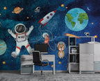 Cute Space Astronauts Wallpaper : Cat Astronaut Galaxy Mural - View 5