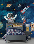 Cute Space Astronauts Wallpaper : Cat Astronaut Galaxy Mural - View 6