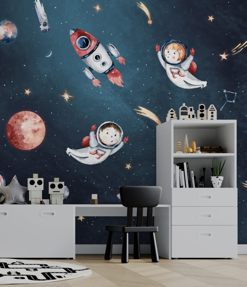 Astronaut Kids Wallpaper : Planets and Comets Mural