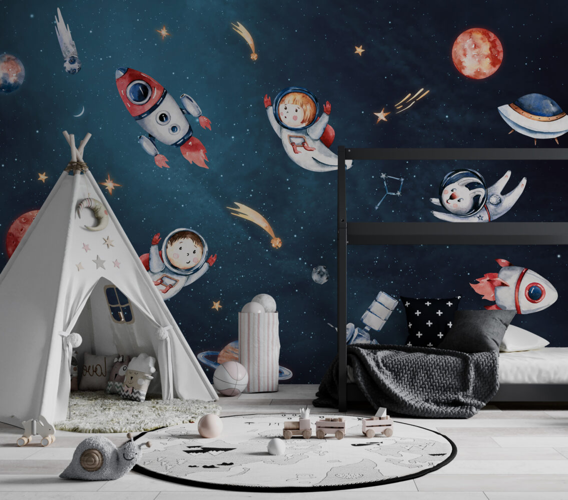 Astronaut Kids Wallpaper : Planets and Comets Mural - View 3
