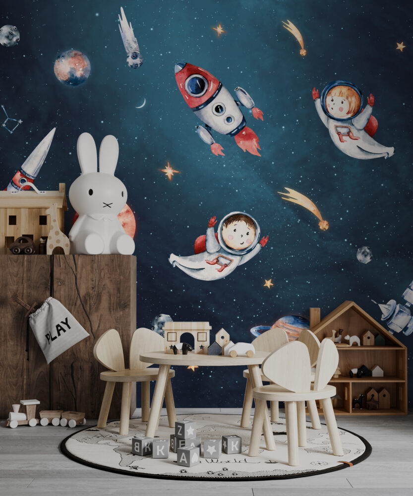 Astronaut Kids Wallpaper : Planets and Comets Mural - View 4