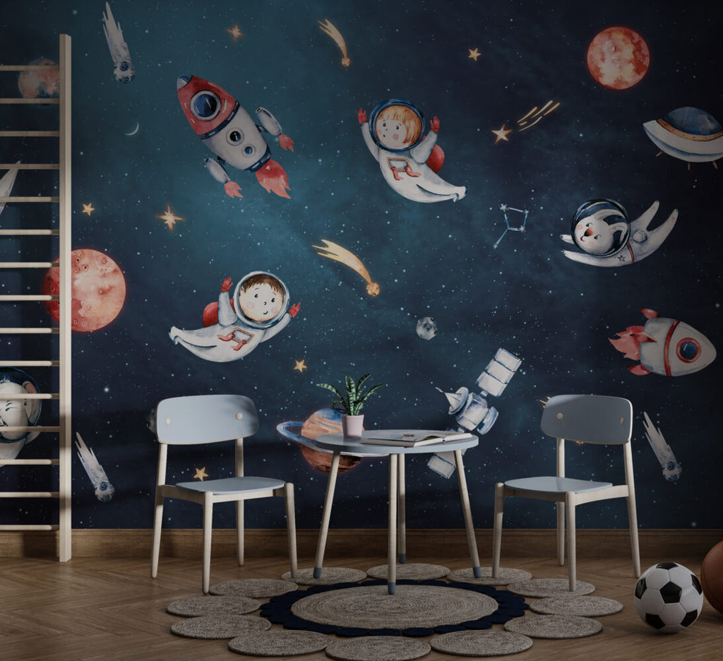 Astronaut Kids Wallpaper : Planets and Comets Mural - View 6