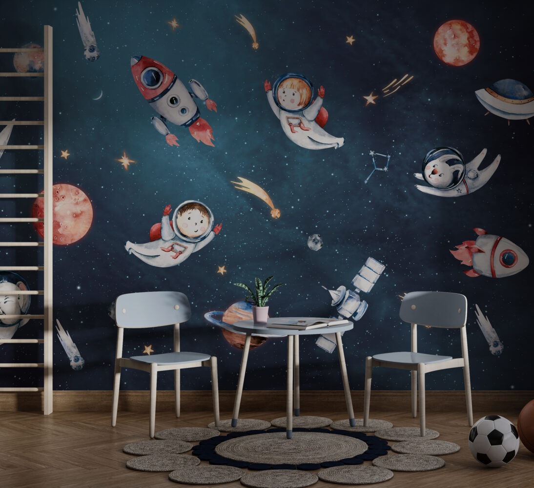 Astronaut Kids Wallpaper : Planets and Comets Mural - View 6