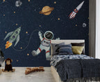 Rocket Astronaut Wallpaper : Moon and Planets Space Mural - View 3