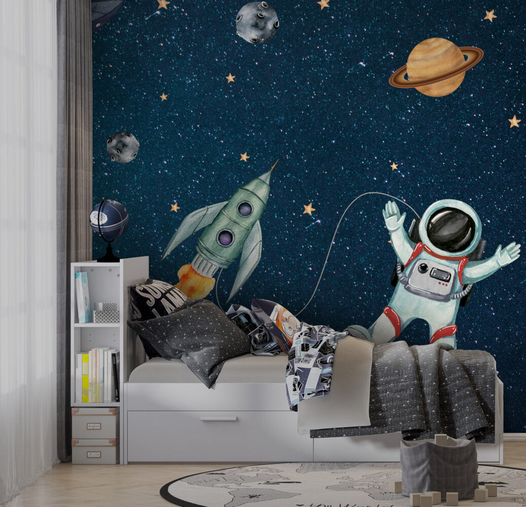 Rocket Astronaut Wallpaper : Moon and Planets Space Mural - View 6