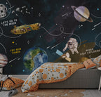 Space Adventure Wallpaper : Planets, Spaceship and Astronaut Mural - View 3