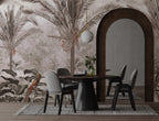Misty Palm Lake Wallpaper : Rowboat Tropical Landscape Mural - View 3