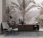 Misty Palm Lake Wallpaper : Rowboat Tropical Landscape Mural - View 4