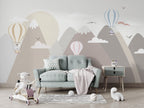 Soft Mountain Balloons Wallpaper : Pastel Peaks Nursery Mural - View 3