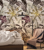 Tropical Leaf Lily Wallpaper : Muted Banana Leaves Mural - View 5