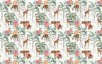 Safari Garden Wallpaper : Giraffe, Leopard and Roses Mural - View 2